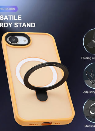 For iPhone 16e Case Compatible with MagSafe TPU + Acrylic Matte Phone Back Cover with Kickstand