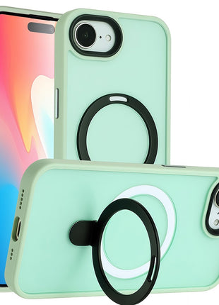 For iPhone 16e Case Compatible with MagSafe TPU + Acrylic Matte Phone Back Cover with Kickstand