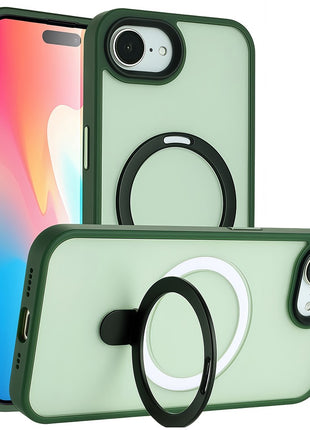 For iPhone 16e Case Compatible with MagSafe TPU + Acrylic Matte Phone Back Cover with Kickstand