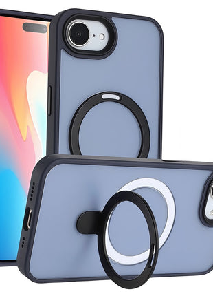 For iPhone 16e Case Compatible with MagSafe TPU + Acrylic Matte Phone Back Cover with Kickstand
