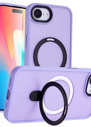 For iPhone 16e Case Compatible with MagSafe TPU + Acrylic Matte Phone Back Cover with Kickstand