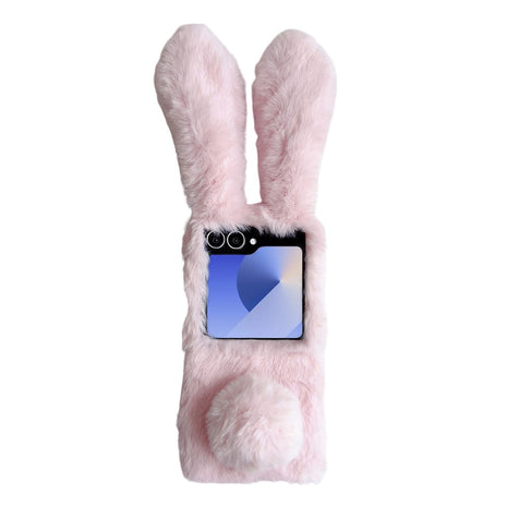 For Samsung Galaxy Z Flip7 5G Case Bunny Ears Winter Plush Hard PC Phone Cover