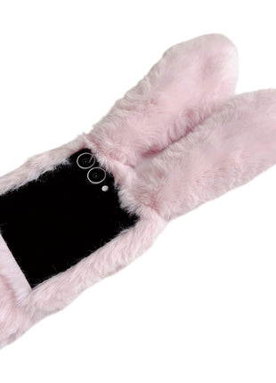 For Samsung Galaxy Z Flip7 5G Case Bunny Ears Winter Plush Hard PC Phone Cover