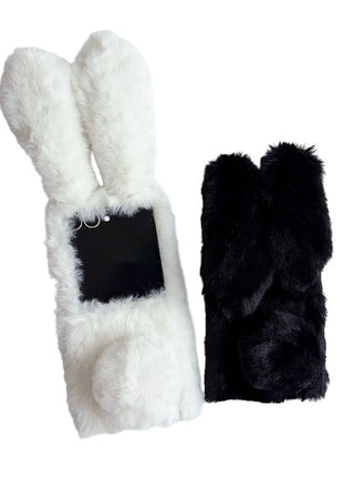 For Samsung Galaxy Z Flip7 5G Case Bunny Ears Winter Plush Hard PC Phone Cover