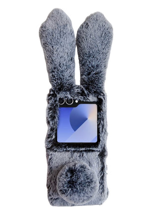 For Samsung Galaxy Z Flip7 5G Case Bunny Ears Winter Plush Hard PC Phone Cover