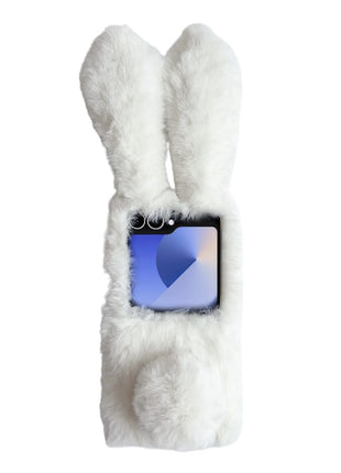 For Samsung Galaxy Z Flip7 5G Case Bunny Ears Winter Plush Hard PC Phone Cover
