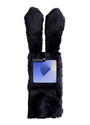 For Samsung Galaxy Z Flip7 5G Case Bunny Ears Winter Plush Hard PC Phone Cover