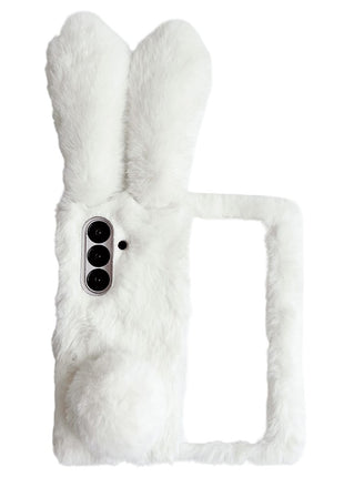 For Samsung Galaxy Z Fold7 5G Case Bunny Ears Winter Plush Hard PC Phone Cover