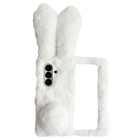 For Samsung Galaxy Z Fold7 5G Case Bunny Ears Winter Plush Hard PC Phone Cover
