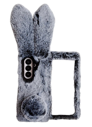 For Samsung Galaxy Z Fold7 5G Case Bunny Ears Winter Plush Hard PC Phone Cover