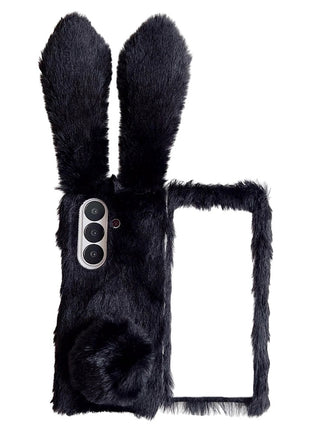For Samsung Galaxy Z Fold7 5G Case Bunny Ears Winter Plush Hard PC Phone Cover