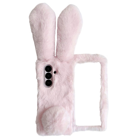 For Samsung Galaxy Z Fold7 5G Case Bunny Ears Winter Plush Hard PC Phone Cover