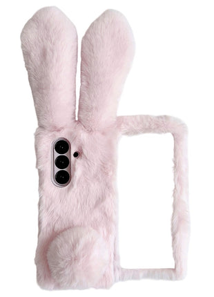 For Samsung Galaxy Z Fold7 5G Case Bunny Ears Winter Plush Hard PC Phone Cover