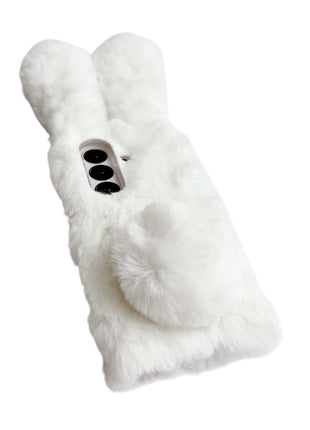 For Samsung Galaxy Z Fold7 5G Case Bunny Ears Winter Plush Hard PC Phone Cover