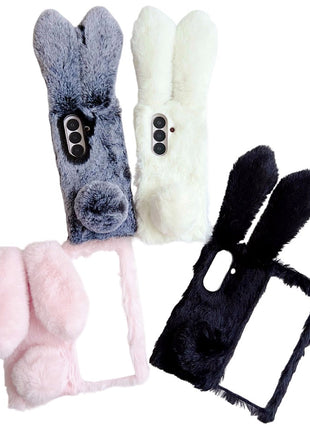 For Samsung Galaxy Z Fold7 5G Case Bunny Ears Winter Plush Hard PC Phone Cover