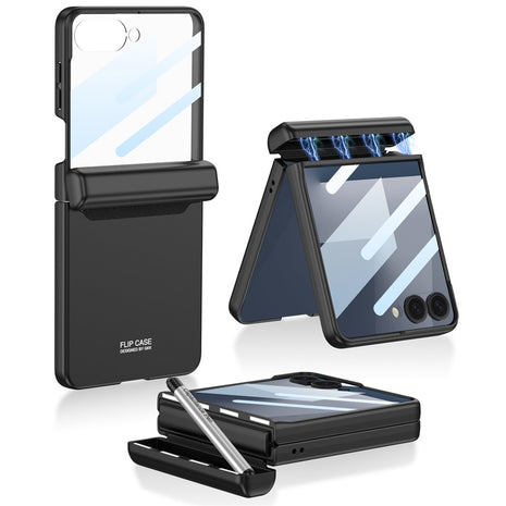 GKK For Samsung Galaxy Z Flip7 5G Case Magnetic Hinge Phone Cover with Front Screen Film and Pen