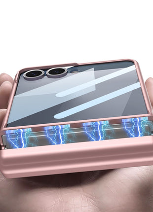 GKK For Samsung Galaxy Z Flip7 5G Case Magnetic Hinge Phone Cover with Front Screen Film and Pen