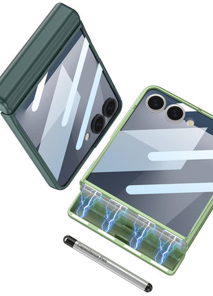 GKK For Samsung Galaxy Z Flip7 5G Case Magnetic Hinge Phone Cover with Front Screen Film and Pen