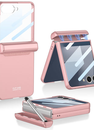 GKK For Samsung Galaxy Z Flip7 5G Case Magnetic Hinge Phone Cover with Front Screen Film and Pen