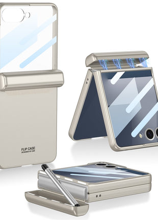 GKK For Samsung Galaxy Z Flip7 5G Case Magnetic Hinge Phone Cover with Front Screen Film and Pen