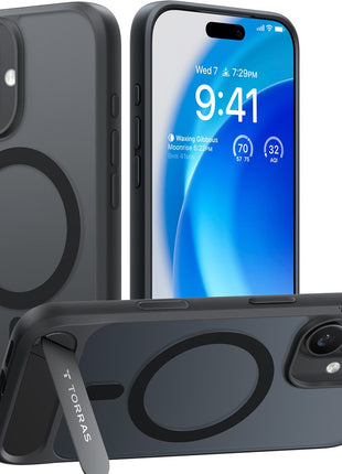 TORRAS For iPhone 17 Case Kickstand TPU + PC Phone Cover Compatible with MagSafe