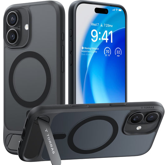 TORRAS For iPhone 17 Case Kickstand TPU + PC Phone Cover Compatible with MagSafe