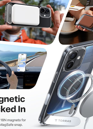 TORRAS For iPhone 17 Case Kickstand TPU + PC Phone Cover Compatible with MagSafe