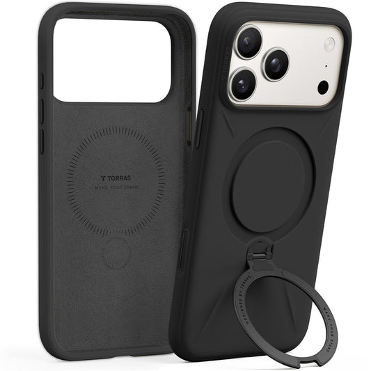 TORRAS Ostand Q Pro Series For iPhone 17 Pro Case Kickstand Liquid Silicone + PC Phone Cover Compatible with MagSafe