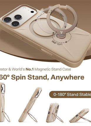 TORRAS Ostand Q Pro Series For iPhone 17 Pro Max Case Magnetic Ring Kickstand Liquid Silicone + PC Phone Cover