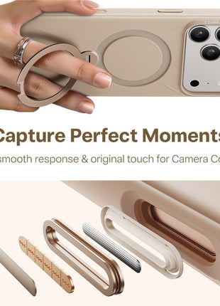 TORRAS Ostand Q Pro Series For iPhone 17 Pro Max Case Magnetic Ring Kickstand Liquid Silicone + PC Phone Cover