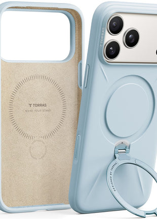 TORRAS Ostand Q Pro Series For iPhone 17 Pro Max Case Magnetic Ring Kickstand Liquid Silicone + PC Phone Cover