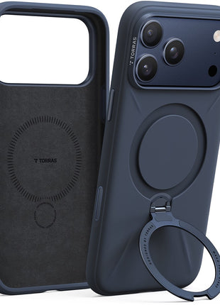 TORRAS Ostand Q Pro Series For iPhone 17 Pro Max Case Magnetic Ring Kickstand Liquid Silicone + PC Phone Cover