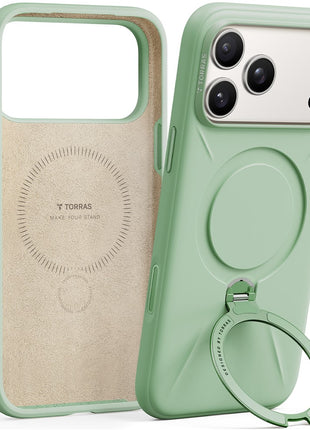 TORRAS Ostand Q Pro Series For iPhone 17 Pro Max Case Magnetic Ring Kickstand Liquid Silicone + PC Phone Cover