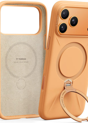 TORRAS Ostand Q Pro Series For iPhone 17 Pro Max Case Magnetic Ring Kickstand Liquid Silicone + PC Phone Cover