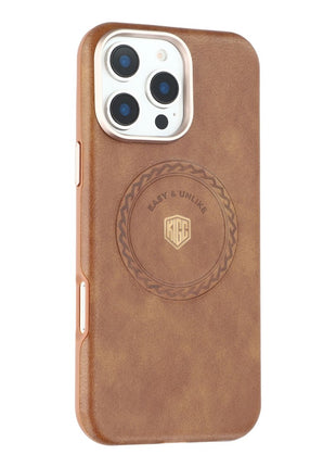 KIGC For iPhone 16 Pro Max Case Compatible with MagSafe PU Leather TPU Phone Back Cover