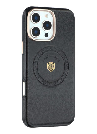 KIGC For iPhone 16 Pro Case Compatible with MagSafe PU Leather TPU Phone Back Cover