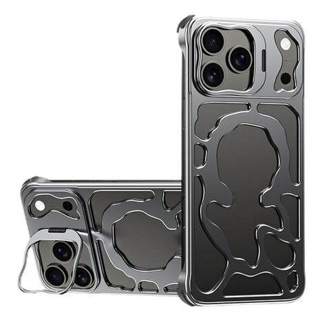 Auspicious Cloud Series For iPhone 17 Pro Hollow Case Aluminum Alloy Kickstand Magnetic Phone Cover