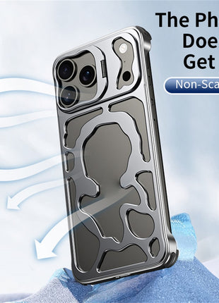 Auspicious Cloud Series For iPhone 17 Pro Hollow Case Aluminum Alloy Kickstand Magnetic Phone Cover