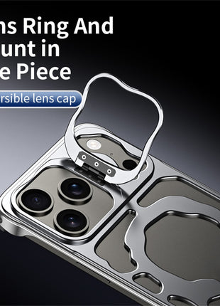 Auspicious Cloud Series For iPhone 17 Pro Hollow Case Aluminum Alloy Kickstand Magnetic Phone Cover