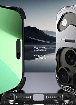 Auspicious Cloud Series For iPhone 17 Pro Hollow Case Aluminum Alloy Kickstand Magnetic Phone Cover