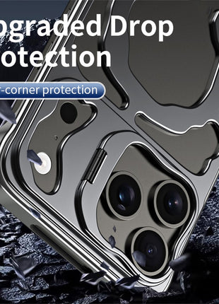 Auspicious Cloud Series For iPhone 17 Pro Hollow Case Aluminum Alloy Kickstand Magnetic Phone Cover