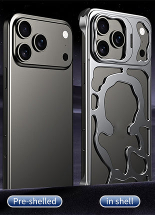 Auspicious Cloud Series For iPhone 17 Pro Hollow Case Aluminum Alloy Kickstand Magnetic Phone Cover