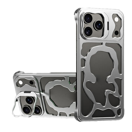 Auspicious Cloud Series For iPhone 17 Pro Max Hollow Case Aluminum Alloy Kickstand Magnetic Phone Cover
