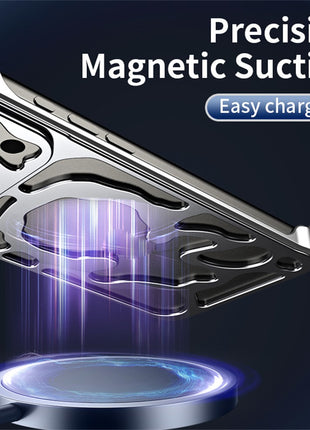 Auspicious Cloud Series For iPhone 17 Pro Max Hollow Case Aluminum Alloy Kickstand Magnetic Phone Cover