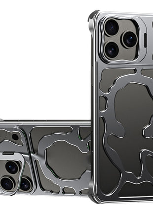 Auspicious Cloud Series For iPhone 17 Pro Max Hollow Case Aluminum Alloy Kickstand Magnetic Phone Cover