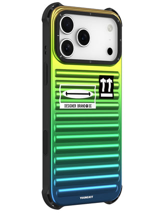 YOUNGKIT For iPhone 17 Pro Case Suitcase Style TPU + Aluminium Alloy Laser Gradient Phone Cover