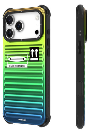 YOUNGKIT For iPhone 17 Pro Case Suitcase Style TPU + Aluminium Alloy Laser Gradient Phone Cover