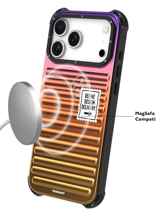 YOUNGKIT For iPhone 17 Pro Case Suitcase Style TPU + Aluminium Alloy Laser Gradient Phone Cover