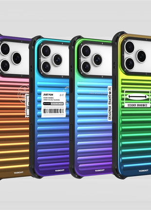 YOUNGKIT For iPhone 17 Pro Max Case Suitcase Style TPU + Aluminium Alloy Laser Gradient Phone Cover