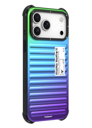 YOUNGKIT For iPhone 17 Pro Max Case Suitcase Style TPU + Aluminium Alloy Laser Gradient Phone Cover